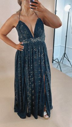 Get ready to turn heads with our Exclusive Layla Lace Maxi Dress! Featuring a beautiful, delicate lace design, this dress will make you feel confident and stylish. Available in 3 stunning colors. Lace maxi dress ECB Exclusive Maxi Fully lined Deep V-neck Spaghetti straps Open back 2 front slits Flowy fit Measurements: XS: Bust: 31” | Waist: 25” | Skirt Length: 42 1/2” | Dress Length: 50 1/2” | Strap Length: 22” S: Bust: 33” | Waist: 27” | Skirt Length: 42 3/4” | Dress Length: 51” | Strap Length: 22 1/2” M: Bust: 35” | Waist: 29” | Skirt Length: 43” | Dress Length: 51 1/2” | Strap Length: 23” L: Bust: 37” | Waist: 31” | Skirt Length: 43 1/4” | Dress Length: 52” | Strap length: 23 1/2” XL: Bust: 39” | Waist: 33” | Skirt Length: 43 1/2” | Dress Length: 52 1/2” | Strap Length: 24” Model Specs: Floor-length Lace Dress For Gala, V-neck Gala Dress With Lace Trim, Lace Bodice Maxi Dress For Night Out, Lace Maxi Dress For Spring Gala, Floor-length Lace Bodice Dress For Gala, Lace Dress With Lace Closure For Prom, Lace Prom Dress With Lace Closure, V-neck Lace Trim Gala Dress, Lace Maxi Dress With Lace Back For Night Out