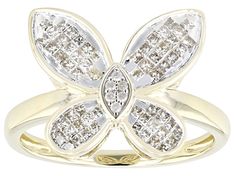 0.50ctw princess cut and round white diamond, 10k yellow gold butterfly ring. Measures approximately 5/8"L x 1/2"W and is sizeable. White rhodium enhanced prongs around the round diamonds. Fine Jewelry Butterfly Ring With Diamond Accents, Butterfly Shaped Diamond Ring With Diamond Accents, Diamond White Butterfly Ring With Diamond Accents, White Butterfly Ring With Diamond Accents, Gold Butterfly Ring, Butterfly Ring, Gold Butterfly, Favorite Rings, Princess Cut