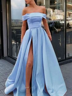 A-Line/Princess Sleeveless Off-the-Shoulder Sweep/Brush Train Ruffles Satin Dresses Quinceañeras Dress, Long Elegant Prom Dresses, Wedding Dresses Vintage Bohemian, Posh Dresses, Long Party Gowns, Banquet Dress, Prom Dresses Yellow, Corset Dress Prom, Elegant Prom Dresses