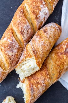 several pieces of bread sitting next to each other