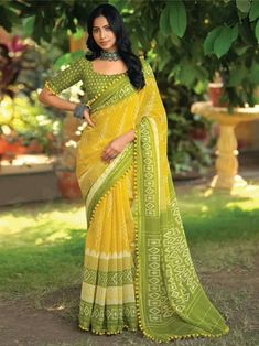 Color: Yellow Saree || Light Green Blouse
Fabric: Cotton Blend Saree || Cotton Blend Blouse
Print Or Pattern: Ikat Printed Saree || Ikat Blouse
Saree Length: 5.5 MTR || Blouse Length: 0.8 MTR, Free Size
by the brand:"SAREE MALL"
Available on Amazon, click on the picture to visit the site