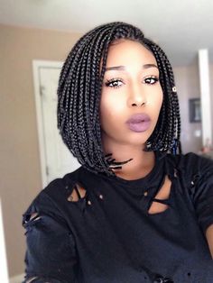 TOP 28 Hot Kinky Twists Hairstyles on Short and Long Hair for African Woman 2018 Braid Bob, Kanekalon Hairstyles, Bob Braids, Long Box Braids, Pelo Afro