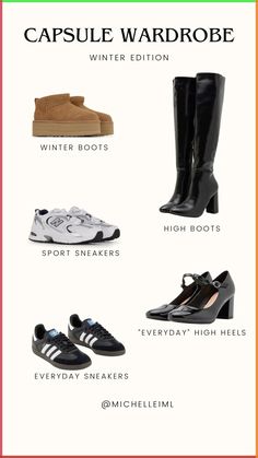 Step up your shoe game with these must-have footwear essentials ! From high boots to classic sneakers, these shoes are perfect for every occasion. Discover timeless styles that elevate your look and add flair to any outfit ! #ShoeEssentials #FootwearFashion #VersatileShoes #ClassicKicks #ShoeGameStrong #EverydayStyle Footwear Essentials Women, Shoes Everyone Needs, Shoe Essentials Women Capsule Wardrobe, Winter Shoes Essentials, Basic Heels To Have, Basic Shoes For Women Capsule Wardrobe, Must Need Shoes, Shoes You Need In Your Closet, Shoes Essentials Women