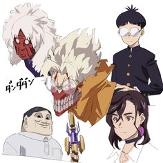 some anime characters with different facial expressions