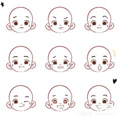 how to draw a baby's face with different expressions