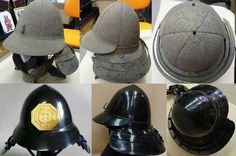 several different types of helmets on display