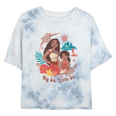 Join Moana and Maui once again as Moana answers the call from her ancestors to journey through the dangerous seas of Oceania to connect her people! Get in on the adventure with all new officially licensed apparel for the whole family from Moana 2! This Juniors' Moana 2 Big Sis Little Sis Portrait Cropped T-Shirt features an awesome graphic of the adventurous Moana and her sister Simea standing together with themed decorations around them, and the words: "Big Sis, Little Sis" printed below. Moana And Maui, Moana 2, Floral Portrait, Themed Decorations, Big Sis, Sleeve Packaging, Cropped T Shirt, Pink Sweatshirt, Moana