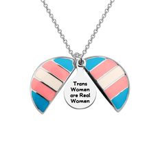 PRICES MAY VARY. ❤Material: Stainless Steel and copper, it is lead free and nickel free. ❤Size: Pendant is 2.5 cm * 2.5 cm（0.98 inch * 0.98 inch). Necklace length is 46+5 cm. TIPS: Manual measuring permissible error. ❤Pendant with words: Trans Women Are Real Women. ❤Show your trans pride year round with one of this queer necklace! ❤Package: This items will arrive in a velvet bag ready for gift giving. Queer Necklace, Open Locket, Transgender Outfits, Pride Jewelry, Diy Kandi Bracelets, Silly Clothes, Lgbt Humor, Diy Kandi, Pride Art