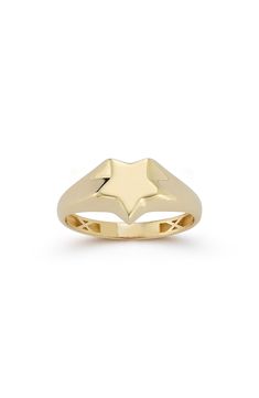 A star-shaped center draws the eye to a polished signet ring that's shaped from warm 14-karat gold. 2.2mm band width 14k gold Made in Turkey Star Signet Ring, Jewelry Star, Ring Shapes, Star Ring, Jewelry Inspo, Gold Stars, Star Shape, Signet Ring, Womens Jewelry Rings