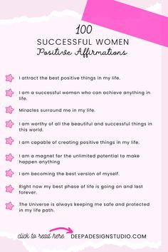 100 positive affirmations for successful women strength Attract Positivity, Women Strength, Strength Of A Woman, Affirmations For Women