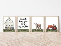 three farm animals are on the wall next to each other, and there is a quote that says we will love you till the early end times