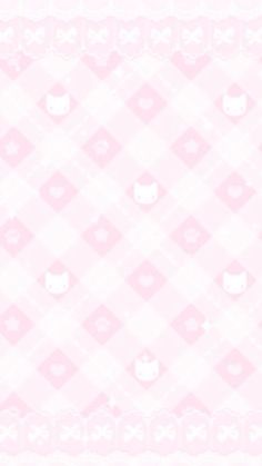 a pink and white checkered background with cats