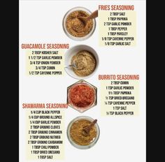 the ingredients to make this recipe are shown in separate bowls and labeled on each side