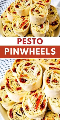 there is a plate full of pizza pinwheels