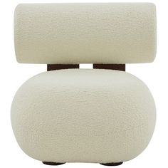 an upholstered white chair with wooden legs