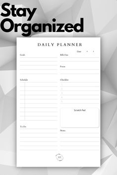 An editable daily planner template in Letter and A4 sizes, featuring fields for daily goals, schedule, to-do-list, date, daily focus, checklist, scratch pad, and notes. Daily Focus, Planner Lettering, Editable Planner, Hourly Planner, Daily Goals