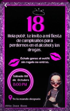 the poster for an event with purple glitters and black text, featuring a woman's face