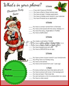 a christmas party game with santa clause on it