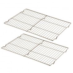 pair of stainless steel cooking racks with wire shelves for the top and bottom, set of 2