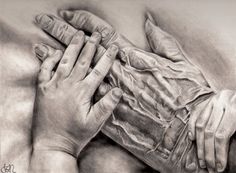 a drawing of two hands holding each other