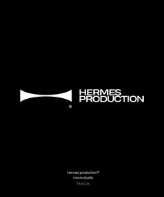 the logo for hermes production is shown on a black background