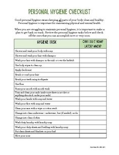 a personal hygiene checklist is shown in this image, with the words on it