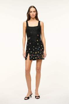 STAUD LE SABLE DRESS BLACK CELESTIAL Starry Dress, Beaded Mini Dress, Dressy Dress, City Dress, Shine Bright Like A Diamond, Dressy Dresses, Star Dress, Hand Beading, Shine Bright