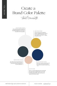 an info sheet with the words create a hand - color palette that contains different colors