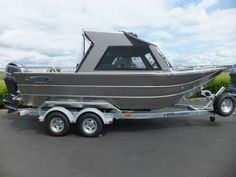 a boat is parked in the parking lot