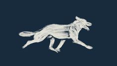 a drawing of a dog running on a dark blue background with the words, i love dogs