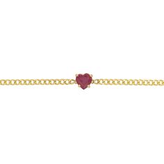 We turned our best selling Cuban Heart Necklace into a bracelet! Love is all we need and we believe nothing makes a statement like a heart shaped brilliant Ruby, prong set onto a Cuban Link Chain. Each solitaire Ruby gemstone is handset by our master stone setters. The natural depth and color of the stone is a sure showstopper. Fastened by our lightweight Cuban Link chain, this piece is easy enough for daily wear and stacking with all your Babygold faves! 

Size: mm Genuine Ruby Heart Cut Gemsto Heart Cut Gemstone Bracelets For Gifts, Heart Cut Bracelet With 17 Jewels As Gift, Heart-shaped Gemstone Bracelets For Anniversary, Valentine's Day Heart Cut Diamond Bracelet, Love Is All We Need, Cuban Link Bracelet, Ruby Heart, Bracelet Love, Travel Jewelry Case