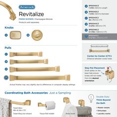 an info sheet describing the different types of bath accessories