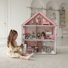 Introducing our charming Pink Doll House Playset Furniture, a perfect addition to your little one's imaginative playtime!  This exquisite wooden pink mini house is designed to spark creativity and endless storytelling. Our dollhouse features intricate details and vibrant colors, making it a delightful doll haven. With its sturdy construction and high-quality materials, this miniature dollhouse ensures years of playtime fun. Complete with adorable furniture pieces, this doll playset is ready to b Pink Doll House, Wood Playhouse, Pink Dollhouse, Girls Playhouse, Kids Room Accessories, Media Furniture, Spark Creativity, Pink Doll, Wooden Dollhouse