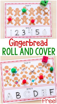 gingerbread roll and cover game for kids to practice their letter recognition with the alphabet