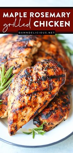 MAPLE ROSEMARY GRILLED CHICKEN, summer grilling recipes, dinner ideas Gluten Free Bbq Chicken, Grilled Chicken Glaze, Rosemary Marinade, The Best Grilled Chicken, Marinade Chicken, Best Grilled Chicken, Dinner Rotation, Weekly Dinner