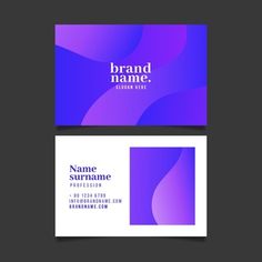 a business card with an abstract purple background