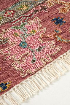 Inspired by traditional ornate floor coverings, this hand-knotted rug features eye-catching designs in cheerful hues. Not sure which rug to choose? Read our guide to find the perfect fit for your space. | Hand-Knotted Perry Rug by Anthropologie in Purple, Size: 5X8, Wool Safavieh Pink Rug, Feizy Jewel Area Rug, Magenta Persian Rug, Faded Colorful Rug, Eclectic Pink Rug, Anthropologie Pink Rug, Colorful Persian Rug Bedroom, Runner Next To Rug, Joybird Rug