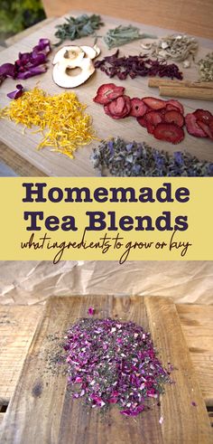 Homemade loose-leaf tea blends using homegrown or store-bought ingredients Tea Recipes Homemade, Loose Tea Recipes, Homemade Tea Blends, Tea Recipes Loose Leaf, Herbal Medicine Recipes, Tea Drink Recipes