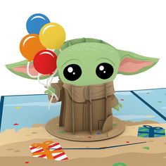 an image of a baby yoda holding balloons