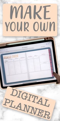 Create your own digital planner without spending a dime. Join me as I walk through a step by step guide on how to make a digital planner that you can use on your iPad. Use Keynote or even PowerPoint to create a digital planner for your iPad. Start from a blank page and end with an eight-page notebook that includes clickable tabs.  #digitalplanner #digitalplanning #planner #ipadplanner Make Your Own Digital Planner, Digital Ideas, Notes Planner, College Tips, Printable Calendar Template, Planner Pdf, Blank Notebook, Planner Spread