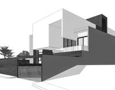 a black and white drawing of a house