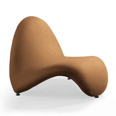 the curved chair is brown and has black legs