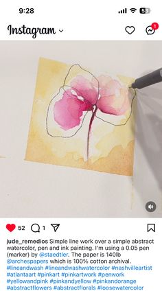 an instagram page with a watercolor flower on it