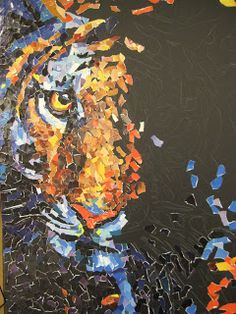 a painting of a tiger on a black background