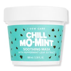 Chill Mo-Mint Soothing & Cooling Wash-Off Mask - CHC CHP MNT WSH F FC MSK 3.38FLOZBenefitsSoothes & cools the skinHydrates & replenishes moistureSmells like your favorite mint chocolate chip ice creamKey IngredientsPeppermint Extract: helps to soothe and revitalize skinAloe Vera Extract: moisturizes, softens and soothes skinGlacier Water: helps replenish moistureFeaturesSuitable for all skin typesFSC packagingCruelty-free - Chill Mo-Mint Soothing & Cooling Wash-Off Mask Cooling Mask, I Dew Care, Mint Chocolate Chip Ice Cream, Skin Face Mask, Mint Chocolate Chip, Minty Fresh, Chocolate Chip Ice Cream, Peppermint Leaves, Walnut Shell