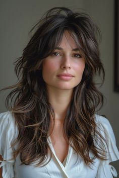 Opt for lightly layered curtain bangs for a feathered, flirty look that softens straight hair beautifully. Shaggy Long Hair, Natural Straight Hair, Medium Length Hair With Layers, Haircuts For Wavy Hair, Short Layered Haircuts, Hot Hair Styles, Long Hair With Bangs, Layered Hair, Hair Dos