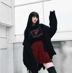 Egirl Fashion, E Girl Outfits, Hipster Grunge, Alt Outfits, Red Mini Skirt, Aesthetic Grunge Outfit, Tumblr Outfits, Alt Fashion