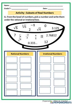 a bowl with numbers on it is shown in this worksheet