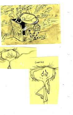 some drawings are shown on yellow paper