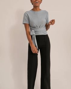 Jude Cropped Wrap Blouse  |  Modern Citizen Solid Color Chic Wrap Tops, Spring Workwear Tops With Cropped Hem, Chic Stretch Blouse For Business Casual, Spring Versatile Blouse For Business Casual, Casual Evening Crop Top, Spring Stretch Blouse For Business Casual, Fitted High Waist Tops For Workwear, Chic Tie Waist Crop Top For Day Out, Chic Viscose Tops For Business Casual